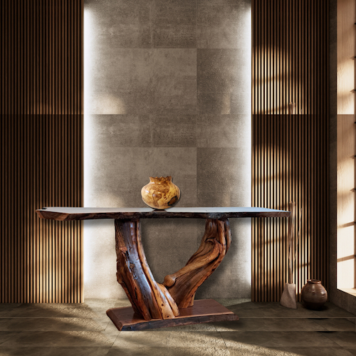 Click to view detail for JW-250 Sofa Table, Walnut on Juniper Base 32x72x19 $5000